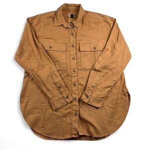 Universal Thread Women’s Button Up Shirt Small Brown Utility Workwear Cotton Top